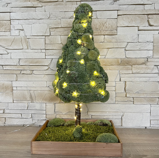 Obrázek z Mechový Vánoční stromek 50cm/50led se zahrádkou 