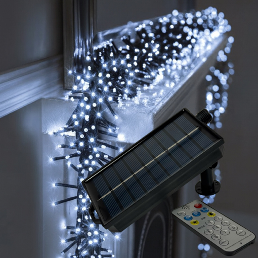 Obrázek z Venkovní LED solární vánoční řetěz - ježek 1000 LED/ 25 m s propojovacím systémem, ovladačem, časovačem a regulací intenzity svícení 