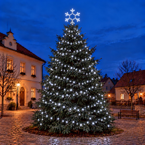 OptiFIX pro strom 6–8 m: 200 m, 2000 LED, studená bílá vločka a řetěz