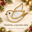 Obrázek z Vánoční brož Holubička svátečního klidu – bílá holubička ve zlatavém tónu 