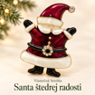 Vánoční brož Santa štědré radosti – červenobílý Santa – obrázek se slovenským názvem / Vianočná brošňa Santa štedrej radosti – červenobiely Santa – obrázok so slovenským názvom